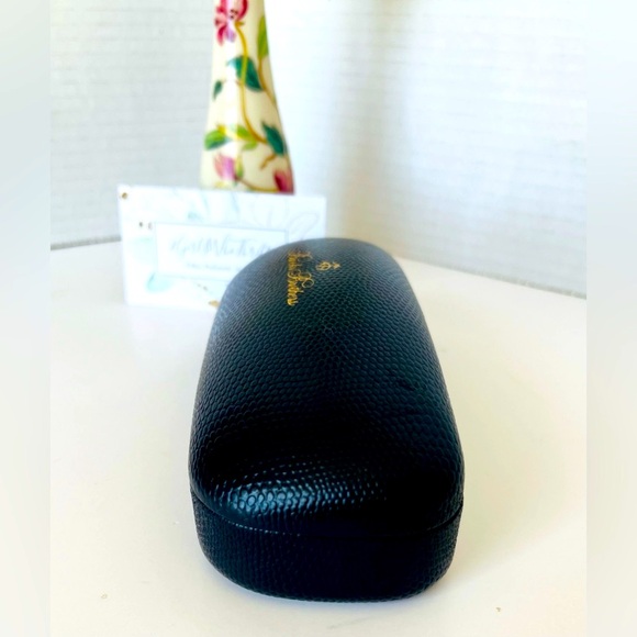 BROOKS BROTHERS Eyeglass Case Hard Shell Pebble Navy Blue Gold Lettering - Picture 4 of 9